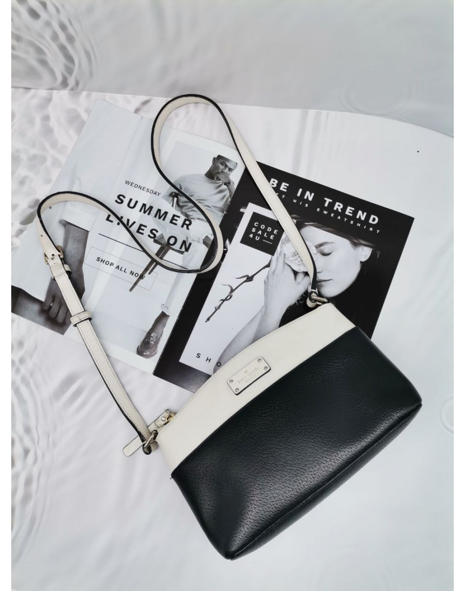 Kate spade sling bag black hot sale and white